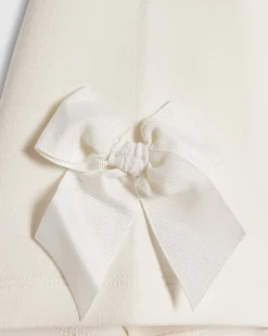 Girls Cream Premium Embellished Bow Crop Top