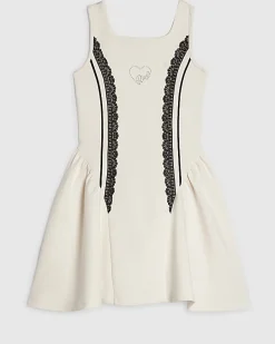 Girls Cream Premium Prom Lace Dress