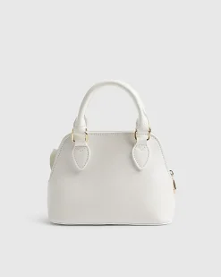 Girls Cream Quilted Bow Cross Body Bag