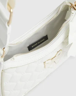 Girls Cream Quilted Bow Shoulder Bag