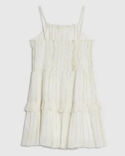 Girls Cream Tiered Dress