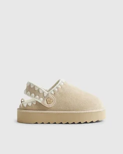 Girls Cream Whipstitch Strap Slippers