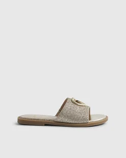 Girls Gold Heart Cut Out Sandals