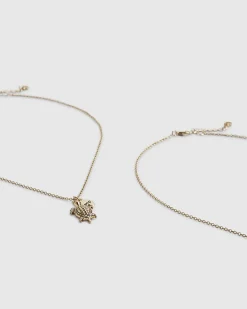 Girls Gold Turtle Necklace Pack Of 2