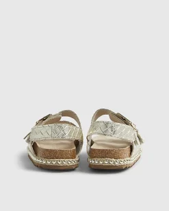 Girls Gold Weave Buckle Footbed Sandals