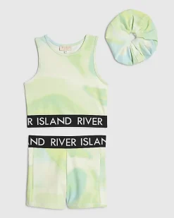 Girls Green RI Active Cycling Shorts Set