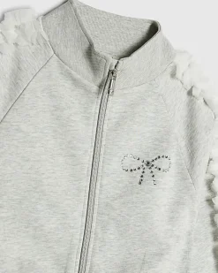 Girls Grey Bow Side Ruffle Sweatshirt Set