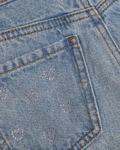 Girls Heart Embellished Denim Shorts