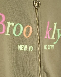 Girls Khaki Brooklyn Zip Through Sweatshirt
