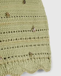 Girls Khaki Charm Crochet Top