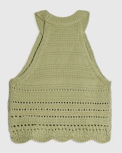 Girls Khaki Charm Crochet Top