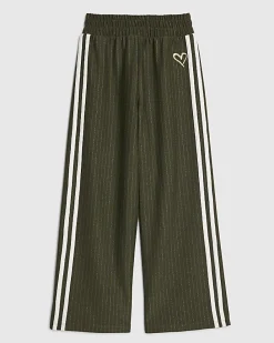 Girls Khaki Pinstripe Wide Leg Trousers