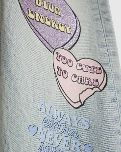 Girls Love Heart Graffiti Straight Jeans