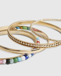 Girls Multi Colour Beaded Bangle Pack Of 4