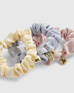 Girls Multi Colour Charm Pack Of 3 Scrunchies