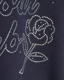 Girls Navy Embellished Amour Club T-Shirt