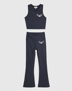 Girls Navy Heart Wings RI Active Tank Top Set