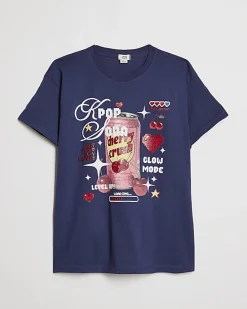 Girls Navy Kpop Cherry Soda T-Shirt