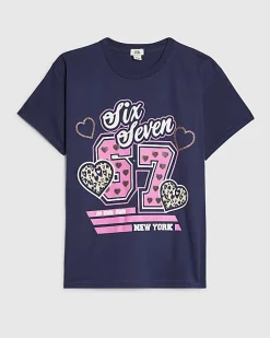 Girls Navy NY Leopard 67 T-Shirt