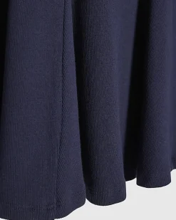 Girls Navy Oversized Collar Dress