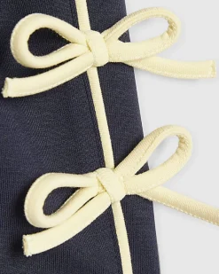 Girls Navy Side Tape Bow Shorts