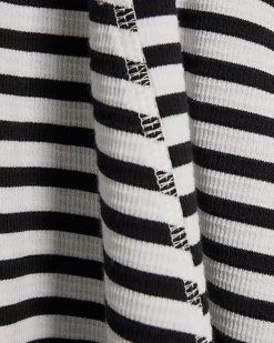 Girls Navy Stripe Ruched Ribbed Dress