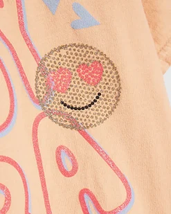 Girls Orange Sassy Era Smile Graphic T-Shirt