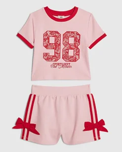 Girls Pink 98 Lace Number T-Shirt Set