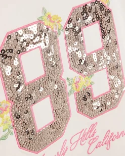 Girls Pink 89 Sequin Number T-Shirt