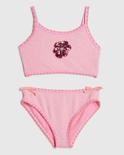 Girls Pink Bow Bikini Set