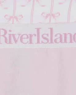 Girls Pink Bow Print Pack Of 5 Briefs