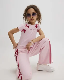 Girls Pink Bow Tracksuit Set