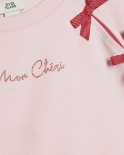 Girls Pink Bow Tracksuit Set