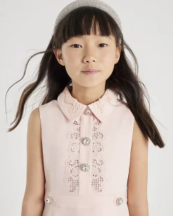 Girls Pink Button Up Embellished Dress