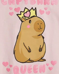 Girls Pink Capybara Queen T-Shirt