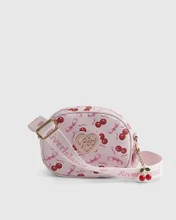 Girls Pink Cherry Oval Cross Body Bag