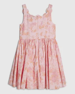 Girls Pink Corsage Cotton Dress