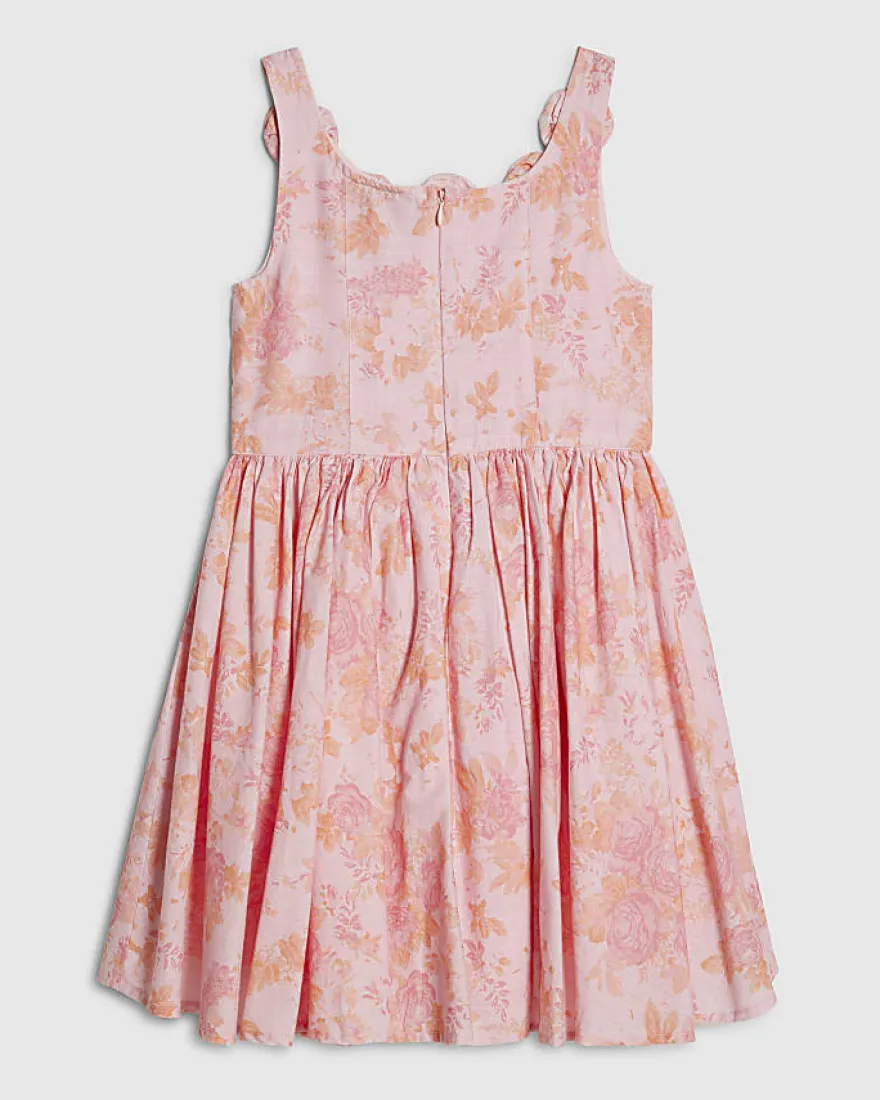 Girls Pink Corsage Cotton Dress