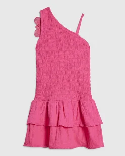 Girls Pink Crochet Flower Dress