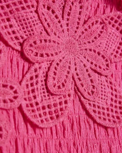 Girls Pink Crochet Flower Dress