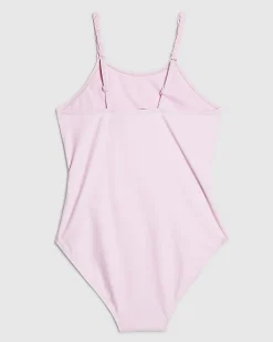 Girls Pink 3D Floral Swimsuit