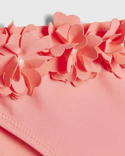 Girls Pink 3D Flower Bikini Set