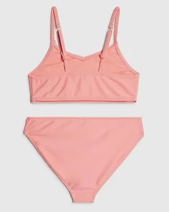 Girls Pink 3D Flower Bikini Set