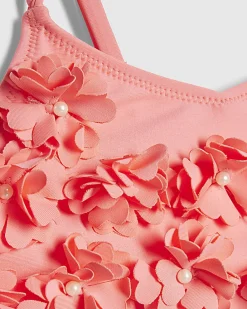 Girls Pink 3D Flower Bikini Set