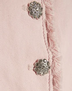 Girls Pink Denim Peplum Top Set