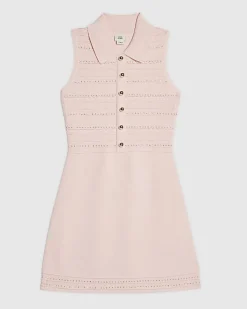 Girls Pink Embellished Knitted Dress