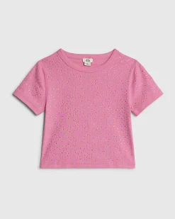 Girls Pink Embellished T-Shirt