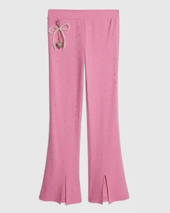 Girls Pink Embellsihed Charm Flared Trousers