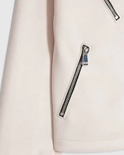 Girls Pink Faux Suede Biker Jacket