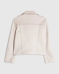 Girls Pink Faux Suede Biker Jacket